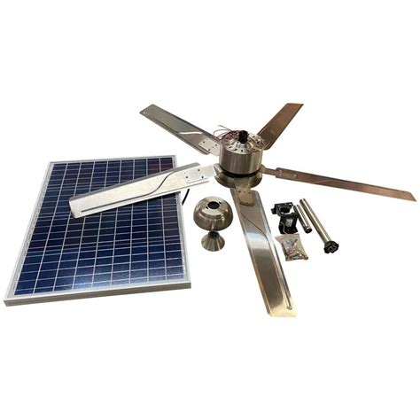 Remington Solar Outdoor Solar Powered 52 in. 3-Speed Ceiling Fan Stainless Steel SF-CL40-SVL ...