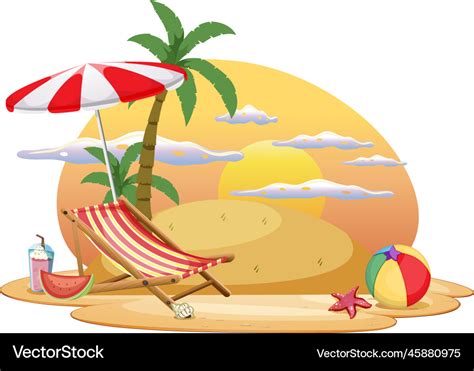 Summer beach scene template Royalty Free Vector Image