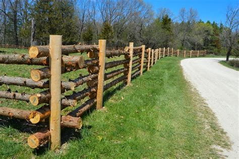 Log Fence stock image. Image of blue, brand, fence, perspective ...