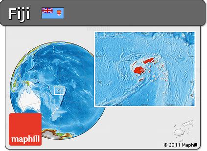 Free Physical Location Map of Fiji, highlighted continent