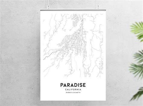 Paradise Map Print Paradise Map Poster Wall Art Ca City Map | Etsy