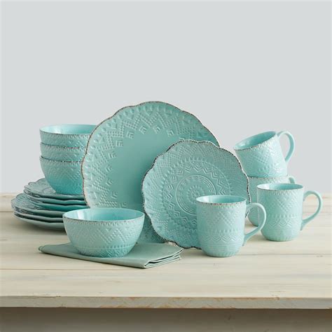 Remembrance Teal Dinnerware Set | Teal dinnerware, Farmhouse dinnerware ...