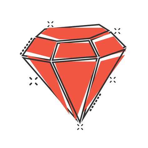 Diamond gem icon in comic style. Gemstone cartoon vector illustration on white isolated ...