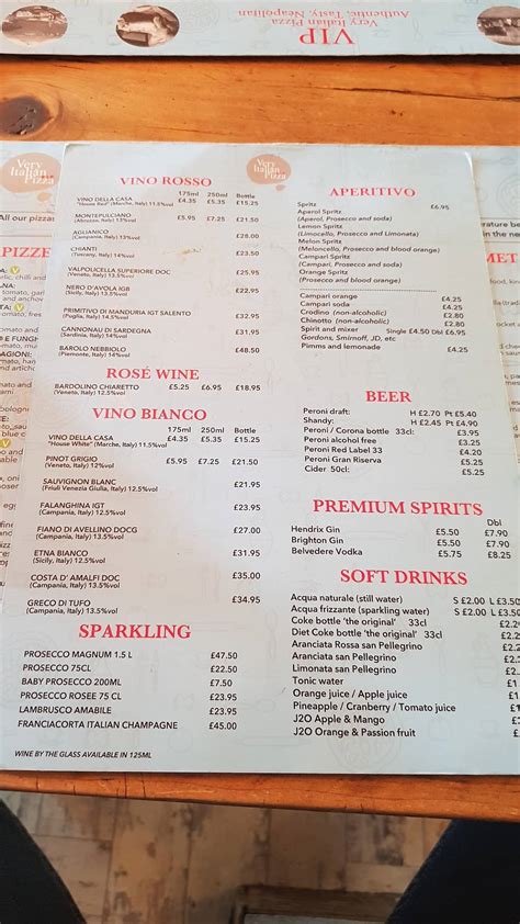 Menu at VIP Pizza Brighton pizzeria, Brighton, 19 Old Steine