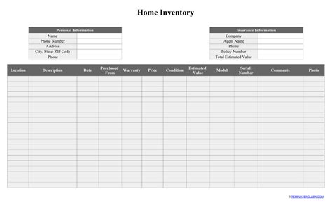 Home Inventory Template - Fill Out, Sign Online and Download PDF ...