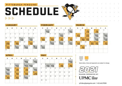 Pittsburgh Penguins Printable Schedule - Free Printable Templates