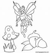 Fairy Mushroom & Acorns Coloring Page  Free Printable Pages sketch template
