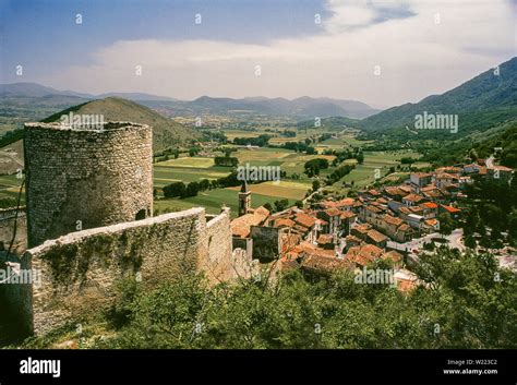 View of the Fossa village with its castle. Abruzzo, Italy, Europe Stock Photo - Alamy