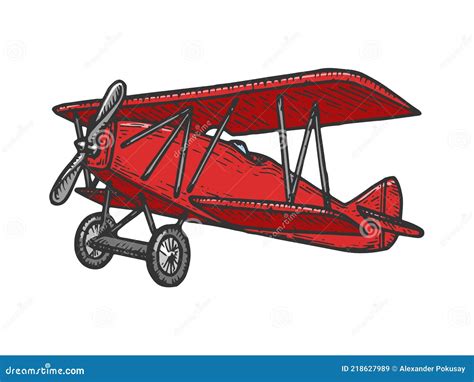 Vintage Airplane Sketch Engraving Vector Stock Vector - Illustration of etching, retro: 218627989