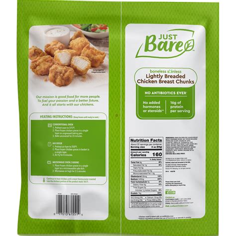 Just Bare Lightly Breaded Chicken Breast Chunks (4 lb) Delivery or Pickup Near Me - Instacart