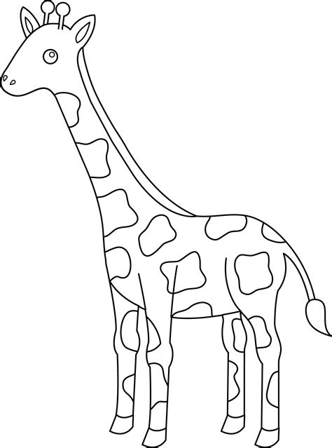 Colorable Giraffe Design - Free Clip Art