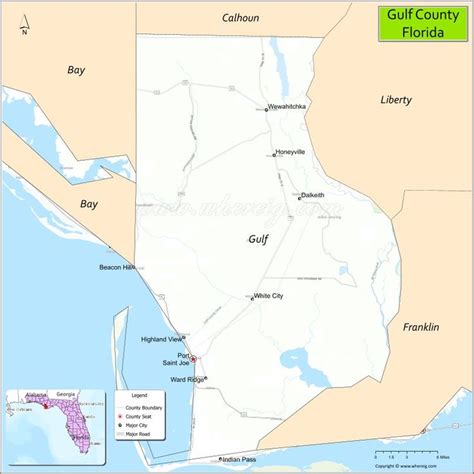 Map of Gulf County, Florida showing cities, highways & important places. Check Where is Gulf ...