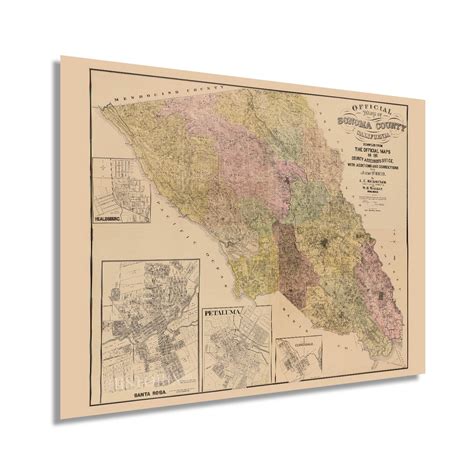 1900 Sonoma Map Vintage Sonoma County California Map Old - Etsy