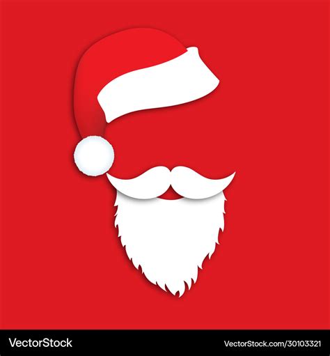 Santa claus hat and beard Royalty Free Vector Image