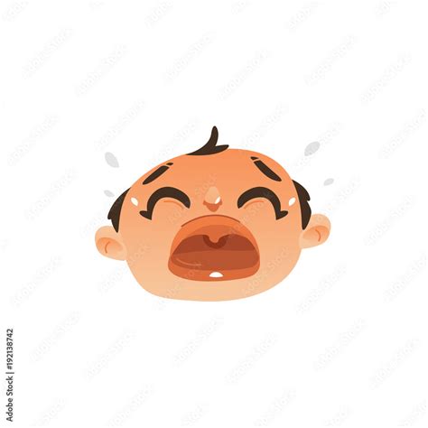 Vector flat baby face with sad facial expression dissapointed unhappy ...