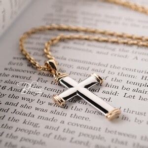 Baptism Cross Necklace Solid Gold Cross Necklace for Men Cross Pendant Gold Cross Pendant ...