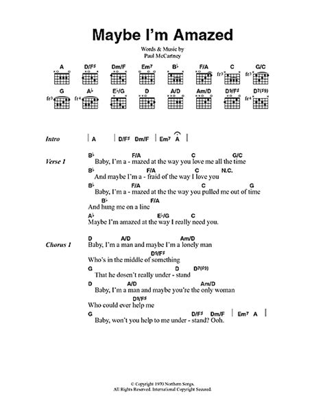 Maybe I'm Amazed sheet music by Paul McCartney (Lyrics & Chords – 100251)