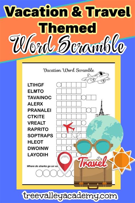 Vacation word scramble for kids – Artofit