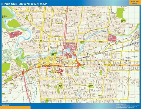 Spokane downtown wall map | Largest maps of the world. Our big collection