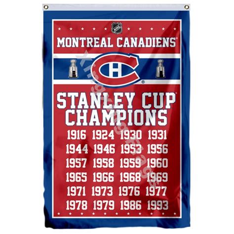 Montreal Canadiens Stanley Cup Champions Flag 3ft X 5ft Polyester NHL Banner Flying Size No.4 90 ...