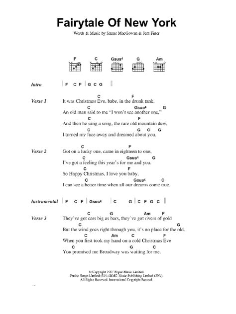 Fairytale Of New York by Kirsty MacColl - Guitar Chords/Lyrics - Guitar Instructor