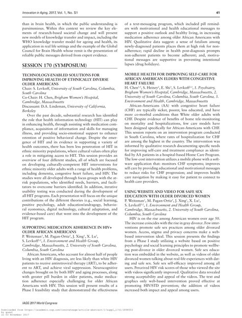 (PDF) Supporting Medication Adherence in HIV+ Older African Americans