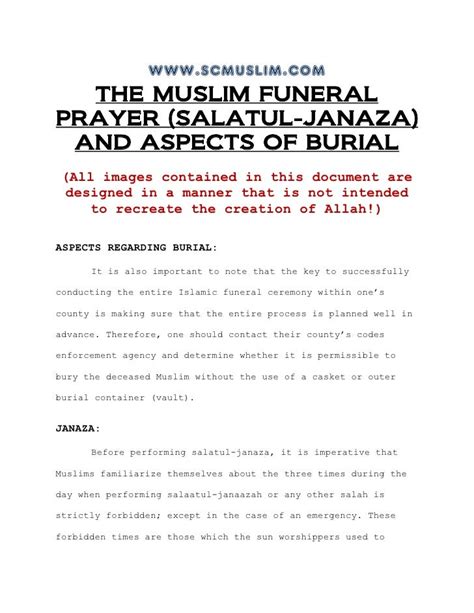 Salatul janaza and aspects regarding muslim burial www.scmuslim.com