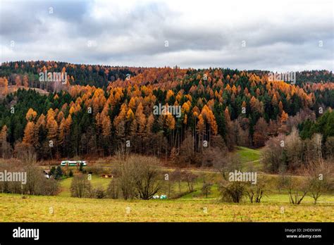 Aerial view of Thuringian forest in autumn, Thuringia Stock Photo - Alamy