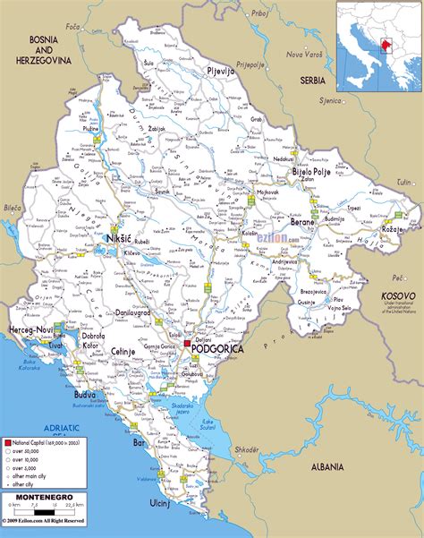 Large road map of Montenegro with cities and airports | Montenegro | Europe | Mapsland | Maps of ...