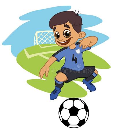 A Cartoon Soccer Player is Playing Ball in a Stadium in Uniform Stock Vector - Illustration of ...