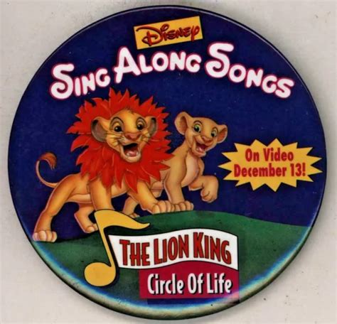 1990'S DISNEY SING Along Songs The Lion King 3 1/2" Pinback Button EUR 28,01 - PicClick FR