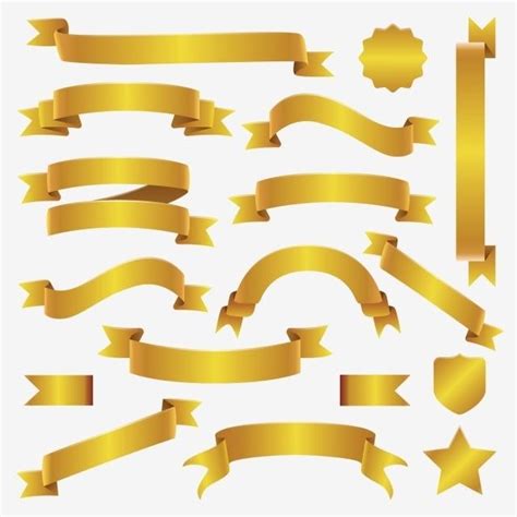 Gold Ribbon Banner Vector Clipart