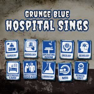 10 Printable Grunge Blue Hospital Signs – Spookteek