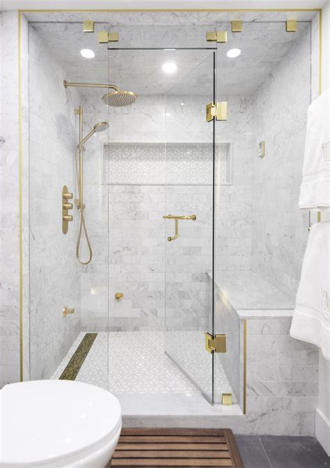 Carrara Marble and Brass Bathroom Steam Shower in 2023 | Bathroom interior design, Modern ...