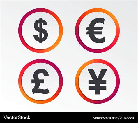 Dollar euro pound and yen currency icons Vector Image