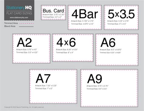 Standard Card Sizes