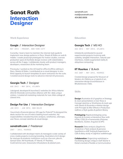 42++ Ux designer resume font That You Should Know