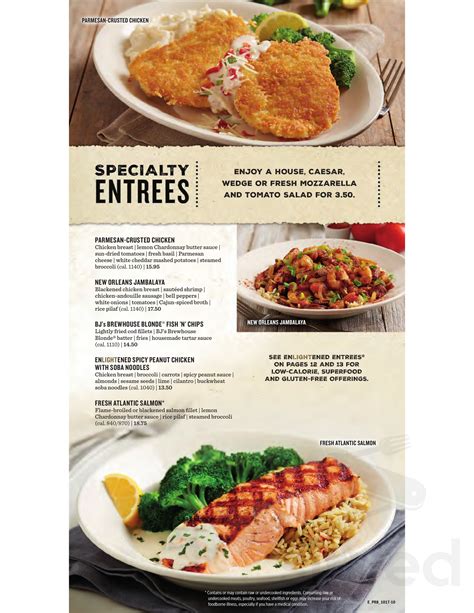 Bj's Printable Menu