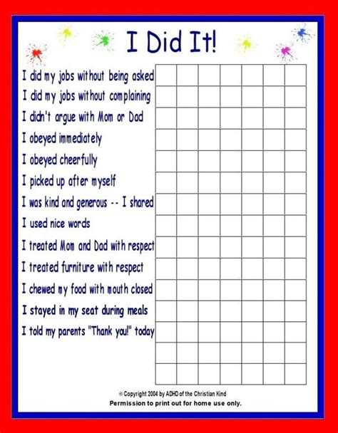 Free Printable Adhd Behavior Charts - Printable Word Searches