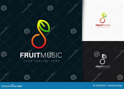 Fruit Music Logo Design with Gradient Stock Vector - Illustration of ...