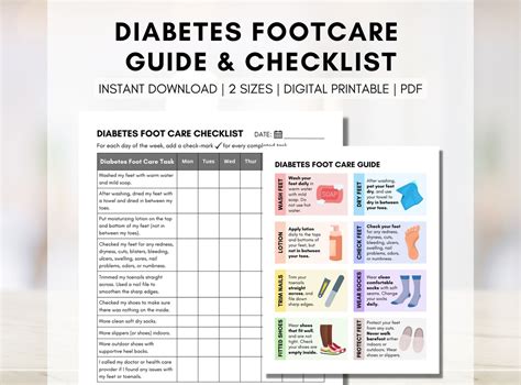 Diabetes Foot Care Checklist, Diabetic Foot Care Guide, Feet Care Log ...