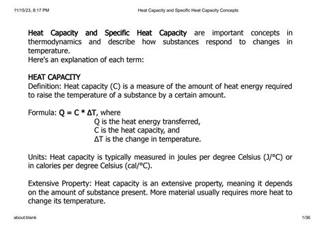 SOLUTION: Heat capacity and specific heat capacity concepts - Studypool