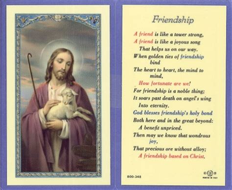 Friendship Prayer Holy Card