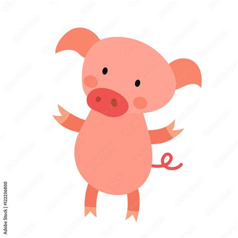 Standing Pig animal cartoon character. Isolated on white background. Vector illustration. Stock ...