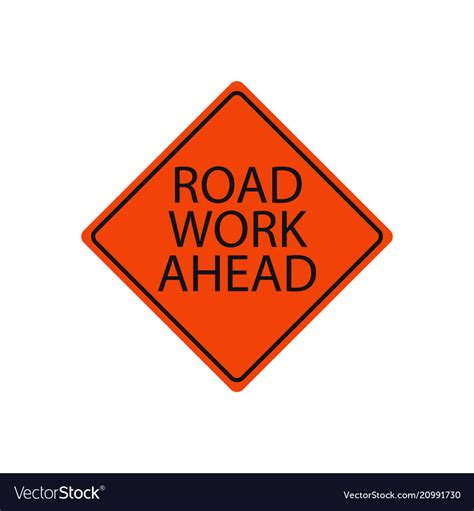Road work ahead sign isolated on white Royalty Free Vector