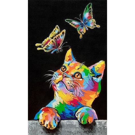 Colorful Cat Painting Collection For Sale Online