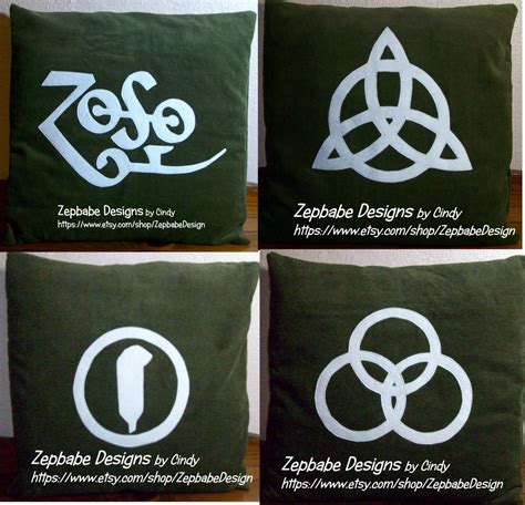 Led Zeppelin Four Symbols Dark Green Pillow Case Set