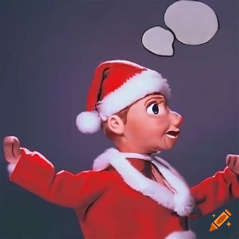 Vintage rankin bass film still featuring james franco as santa on Craiyon