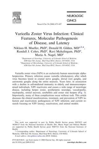 Varicella zoster virus infection (1) | PDF