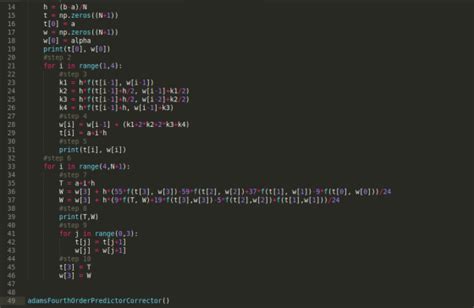 Adams Fourth-Order Predictor-Corrector Python ONLY!! Please translate this pseudocode into ...